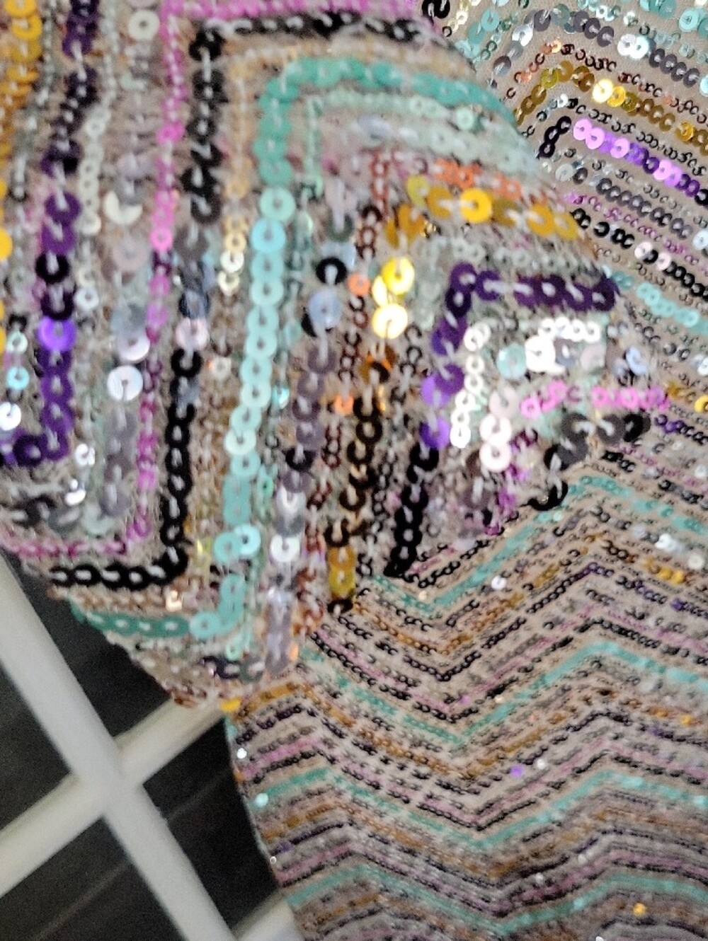 ZARA Limited Edition Sequin Long Sleeve Chevron Midi Dress | Size: L - Picture 5 of 16